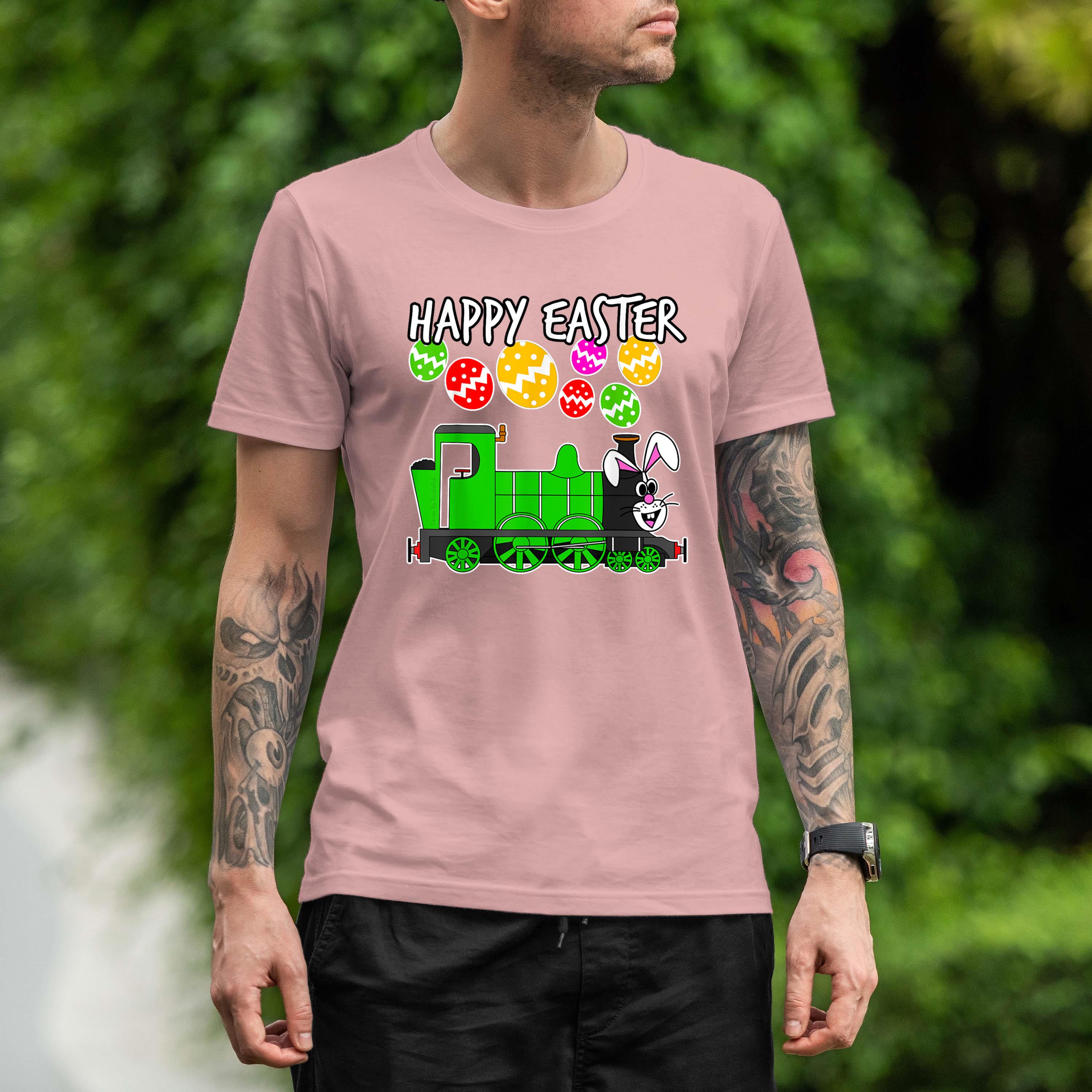 Happy Easter Steam Train Engine Bunny Chocolate Eggs Shirt 